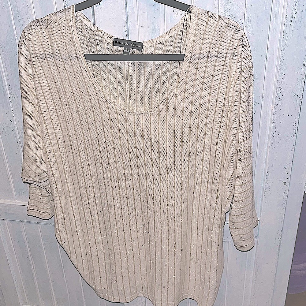 Kim & Cami Striped Metallic Blouse Size Large